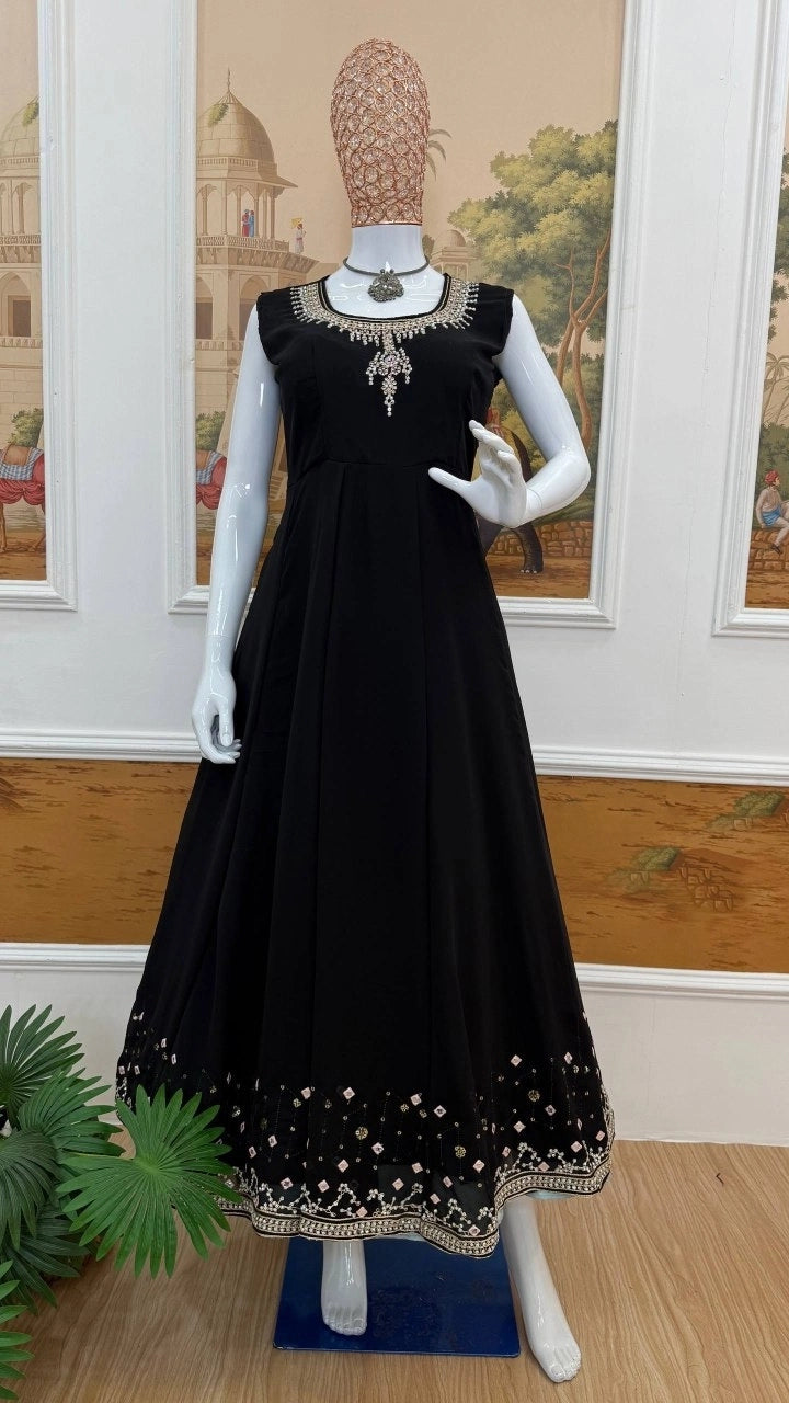 NEW SUPERHIT TRENDING FESTIVE COLLECTION GOWN, KOTI AND DUPATTA SET WITH EMBROIDERY WORK AND CRYSTAL STONE WORK