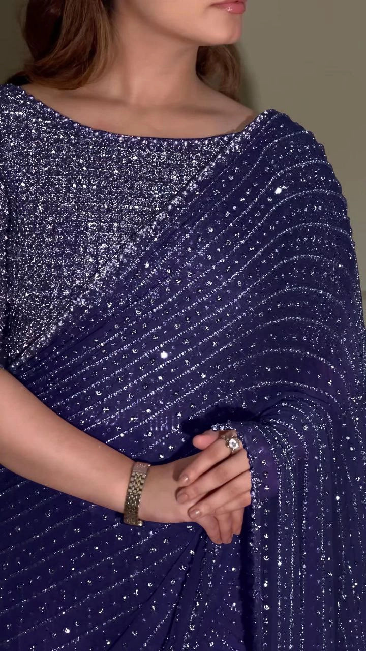 LUXURY HEAVY SEQUENCE WORK SAREE β PREMIUM PARTY AND WEDDING WEAR (MULTIPLE COLOURS)