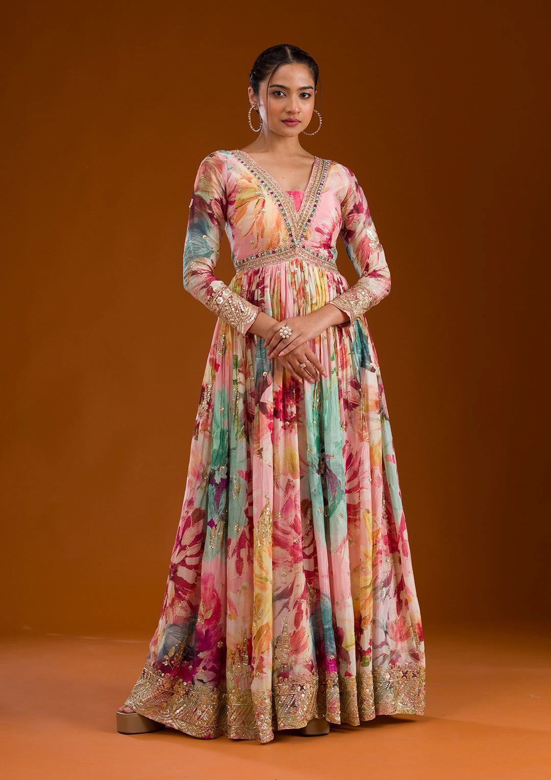 TRADITIONAL SILK SUIT WITH MIRROR WORK AT GEELAN FASHION SURAT