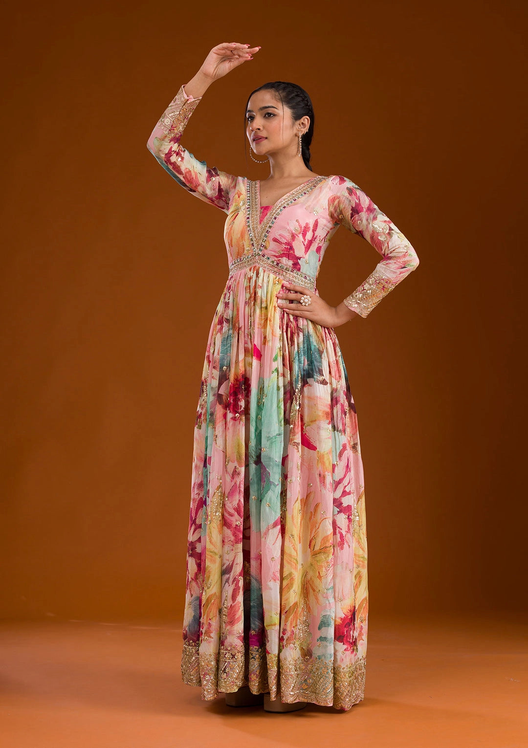 TRADITIONAL SILK SUIT WITH MIRROR WORK AT GEELAN FASHION SURAT