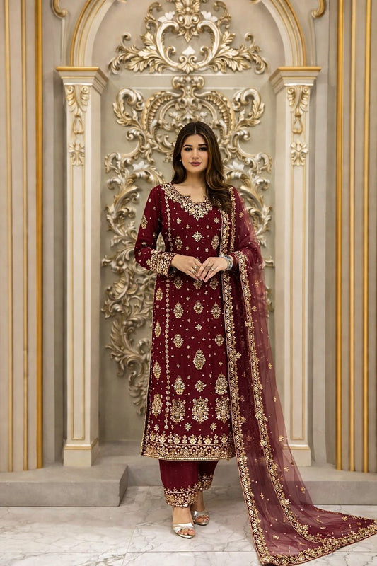 3 PIECE STYLISH KURTI DUPATTA WITH BEAUTIFUL PLAZZO WHOLESALE GEELAN FASHION SURAT