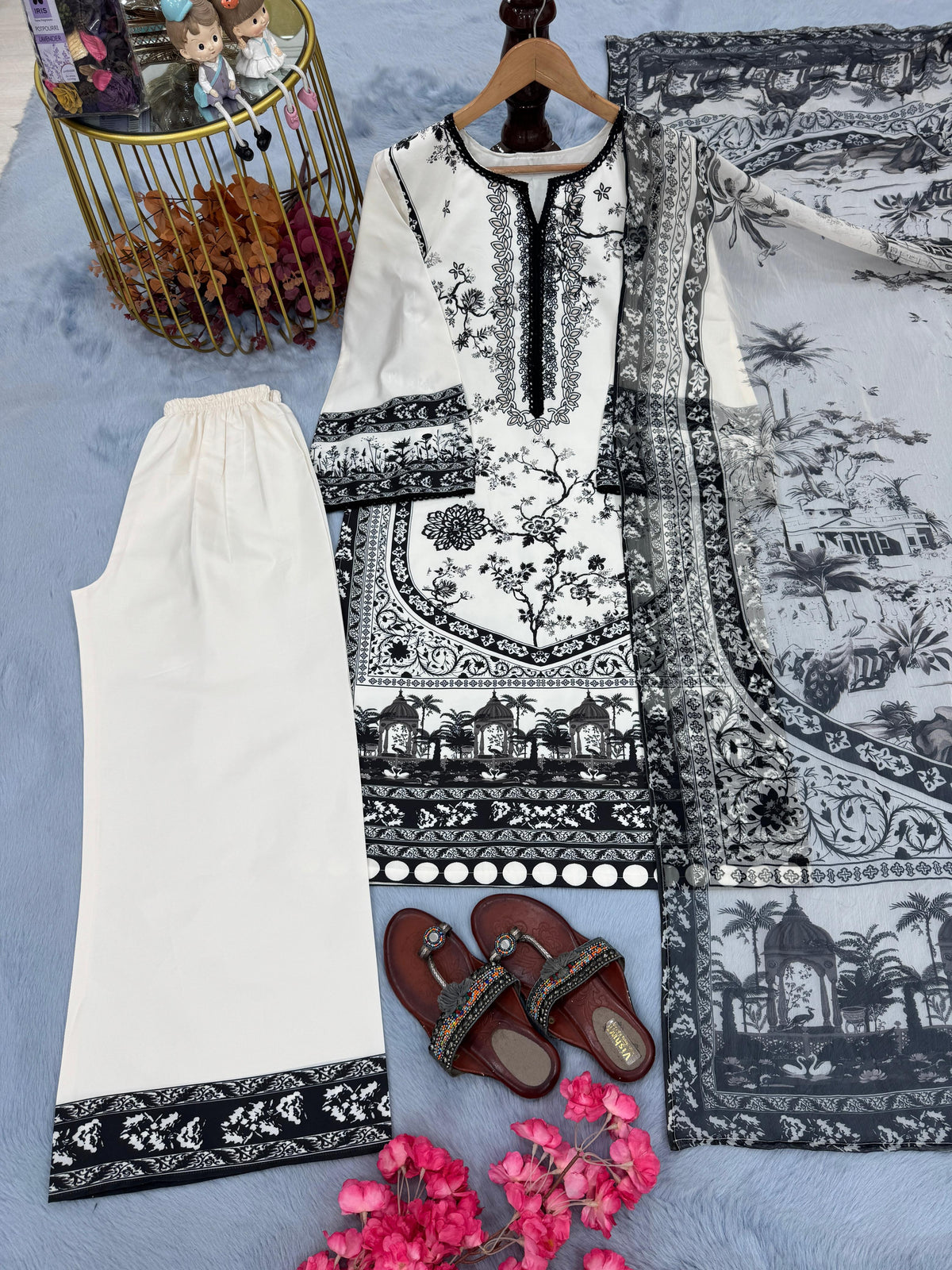 NEW 💃 ĐĚSIGNER PARTY WEAR LOOK PRINTED PUR MALAI SATIN LONG 3PC CO-ORD SET WHOLESALE GEELAN FASHION SURAT