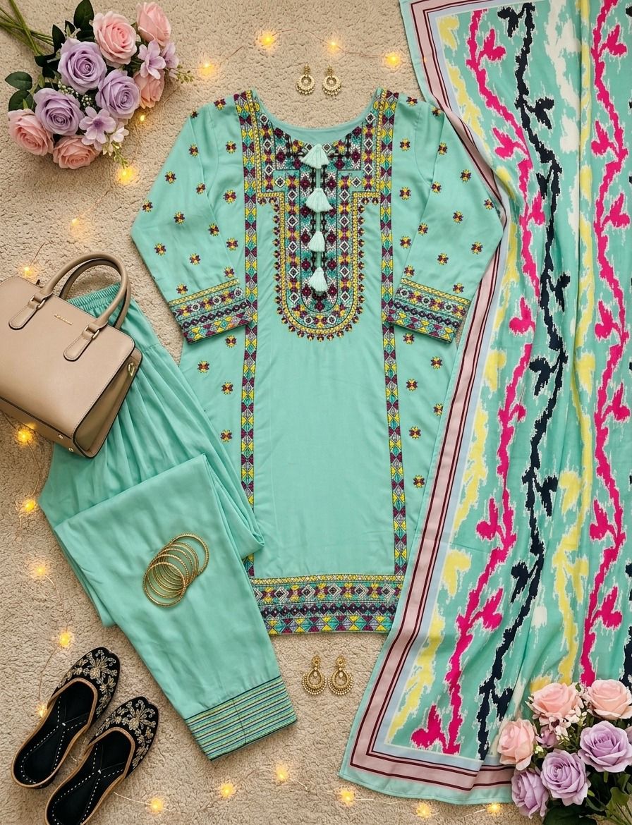 NEW DESIGNER HEAVY NATURAL SILK TOP PLAZZO & DUPATTA SET WHOLESALE GEELAN FASHION SURAT