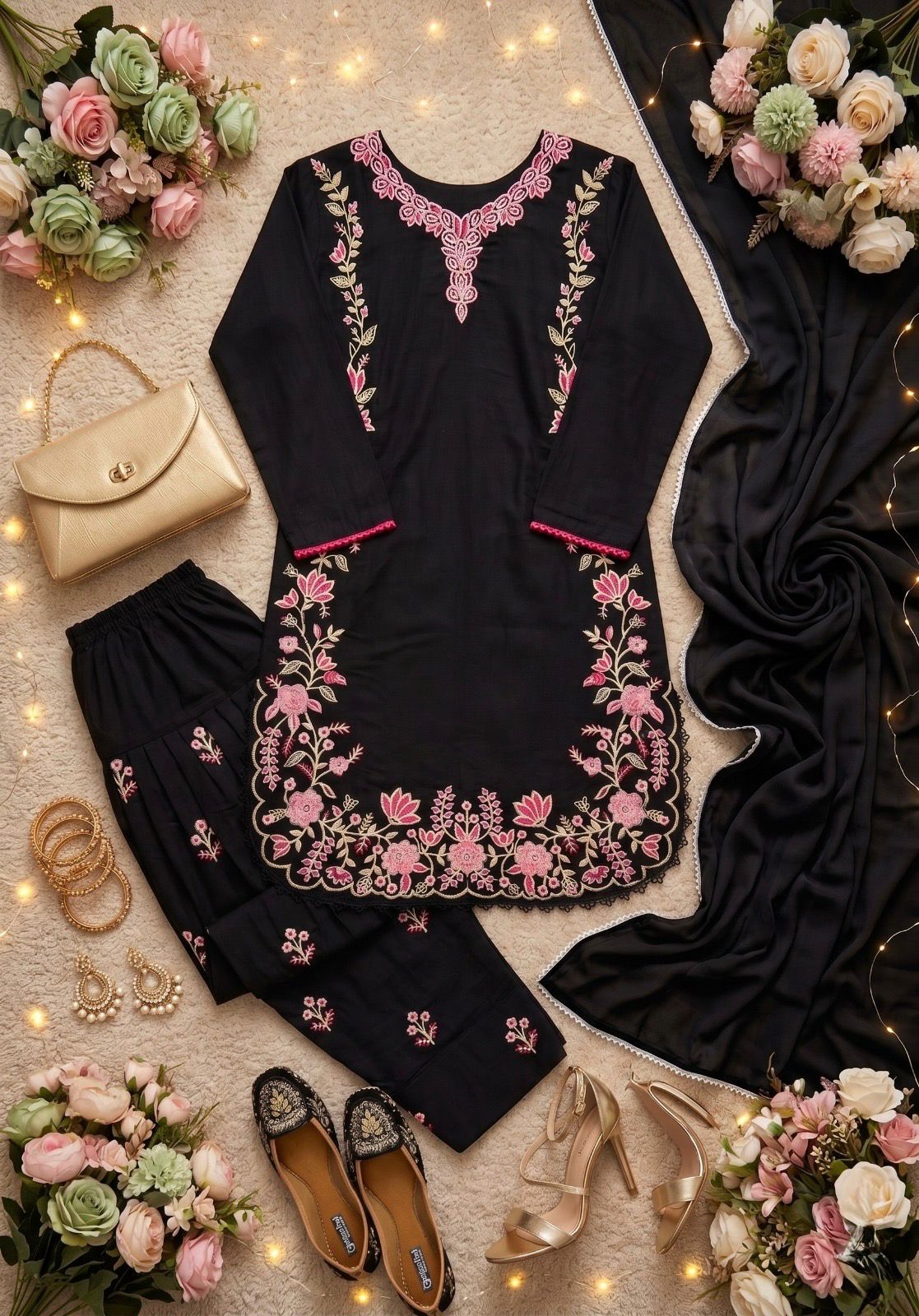 NEW DESIGNER HEAVY EMBROIDERY WORK 3 PIS SUIT SET WHOLESALE GEELAN FASHION SURAT