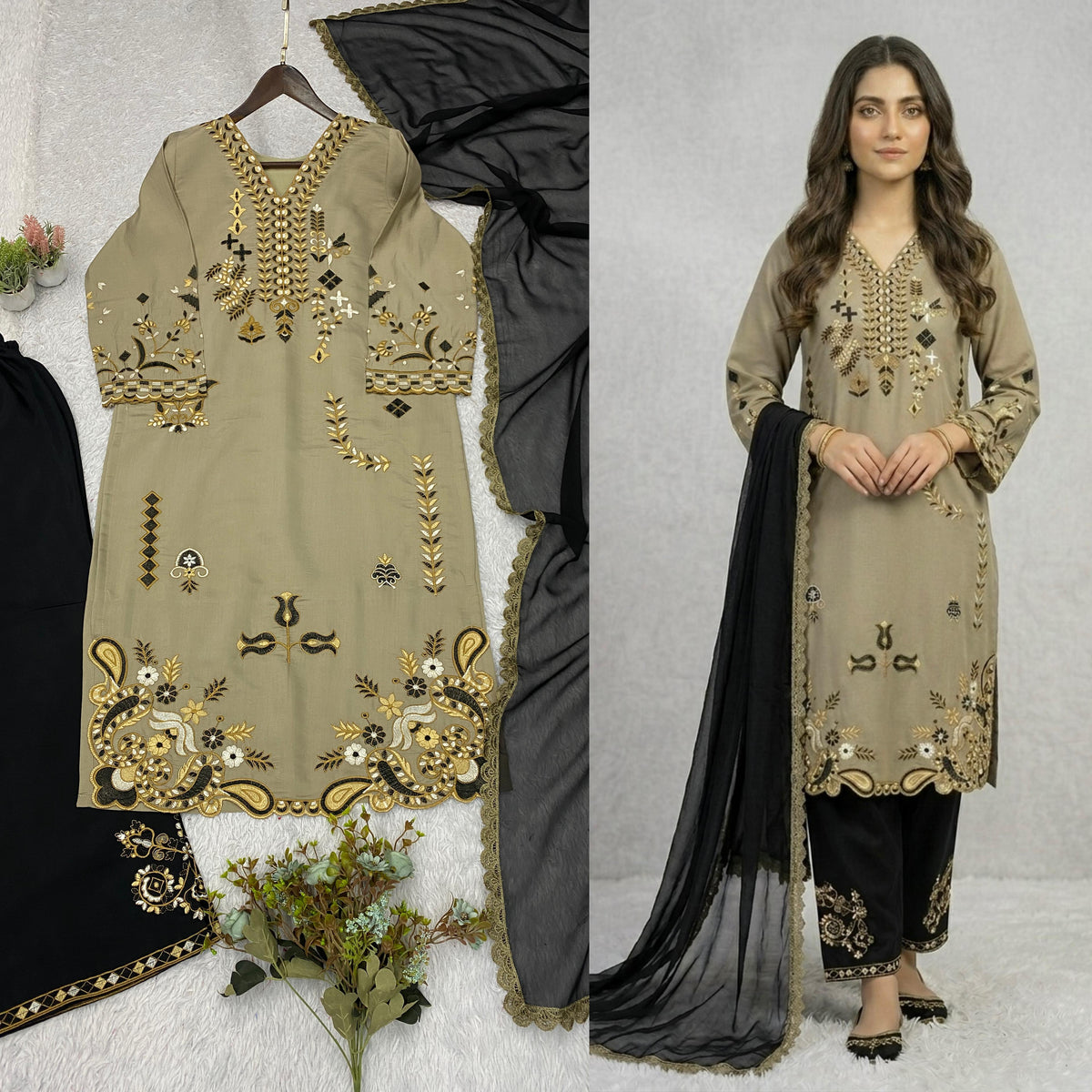 THIS SUMMER SEASON WEAR OUR BEAUTIFUL EMBROIDERED PAKISTANI PLAZZO SET WHOLESALE GEELAN FASHION SURAT