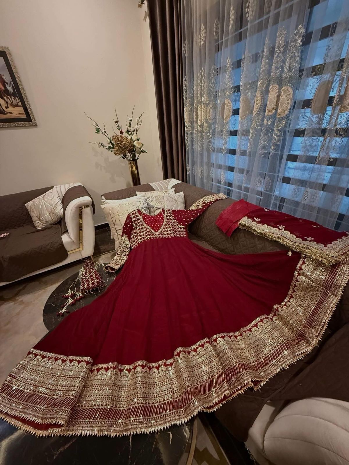 DESIGNER GOWN WITH HEAVY SEQUENCE EMBROIDERY WORK DUPATTA WHOLESALE GEELAN FASHION SURAT