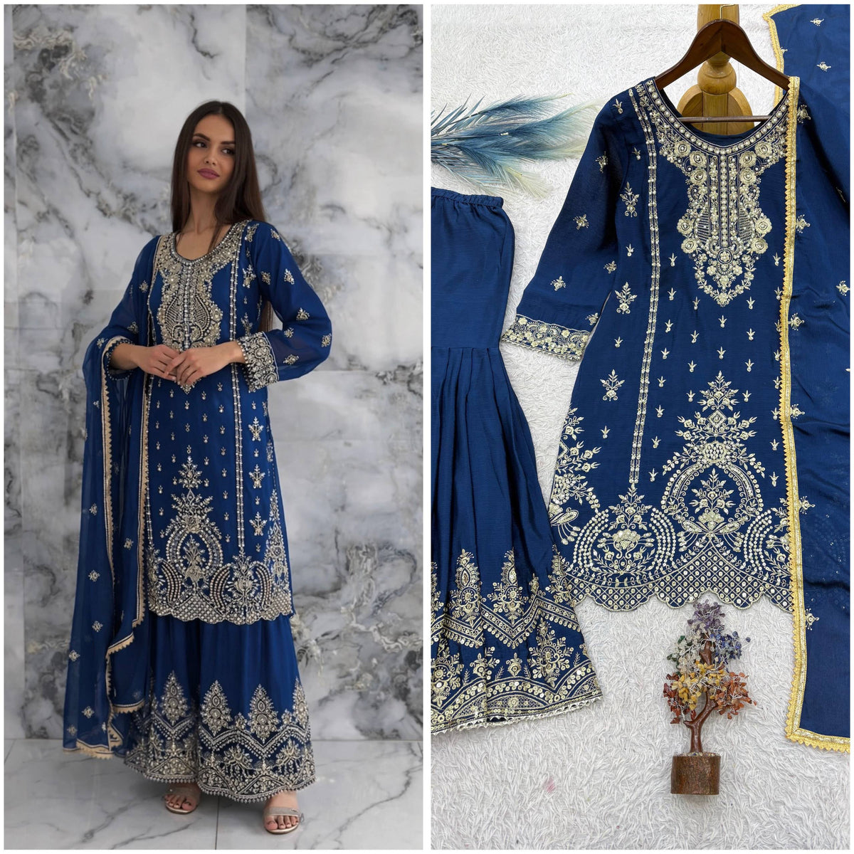 READY TO WEAR COLLECTION 3 PIECE FANCY TOP WITH BEAUTIFUL SHARARA AND DUPATTA WHOLESALE GEELAN FASHION SURAT