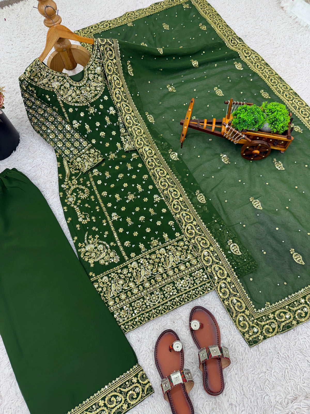 NEW DESIGNER PARTY WEAR LOOK TOP-PLAZZO AND DUPATTA WITH HEAVY EMBROIDERY WORK WHOLESALE GEELAN FASHION SURAT
