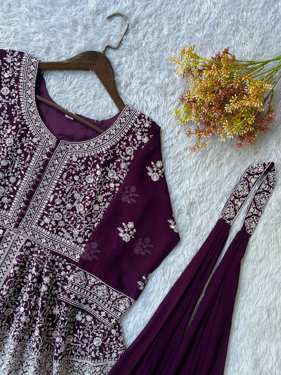 EMBROIDERED PEPLUM TOP WITH PLAZZO PAIR WHOLESALE GEELAN FASHION SURAT