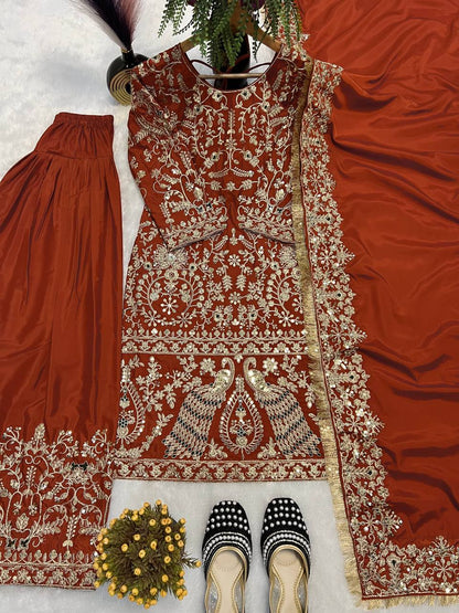 NEW DESIGNER LONG PANJABI SUIT TOP , PANT AND DUPPTTA IN FANCY STYLE WHOLESALE GEELAN FASHION SURAT