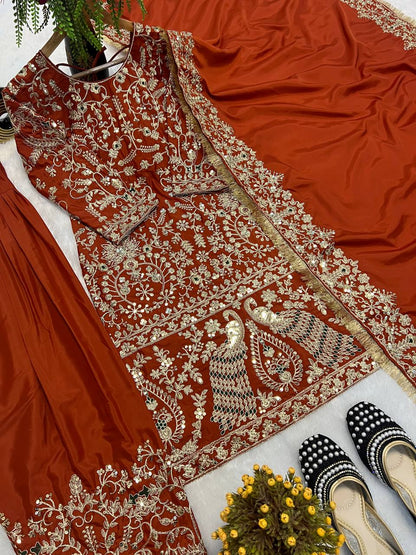 NEW DESIGNER LONG PANJABI SUIT TOP , PANT AND DUPPTTA IN FANCY STYLE WHOLESALE GEELAN FASHION SURAT
