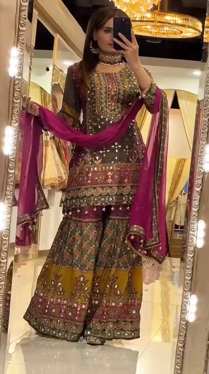 NEW ĐĚSIGNER PARTY WEAR TOP ANDPLAZZO. WITH FANCY DUPPATA WITH  EMBROIDERY WORK WHOLESALE GEELAN FASHION SURAT