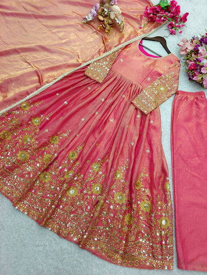 NEW DESIGN TRENDING FENDY SILK*GWON&PENT&DUPATTA*         *REDDY TO WEAR LOOK    DESIGN* WHOLESALE GEELAN FASHION SURAT