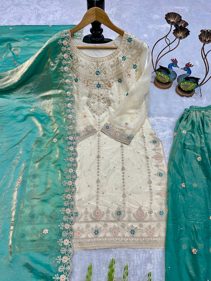 ĐĚSIGNER PARTY WEAR TOP AND PLAZZO. WITH FANCY DUPPATA AND EMBROIDERY WORK WHOLESALE GEELAN FASHION SURAT