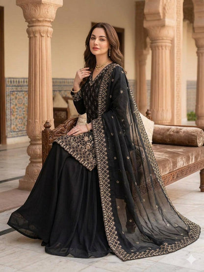 PLAZZO PAIR BEADS WITH SEQUENCE EMBROIDERY & CUT WORK WHOLESALE GEELAN FASHION SURAT