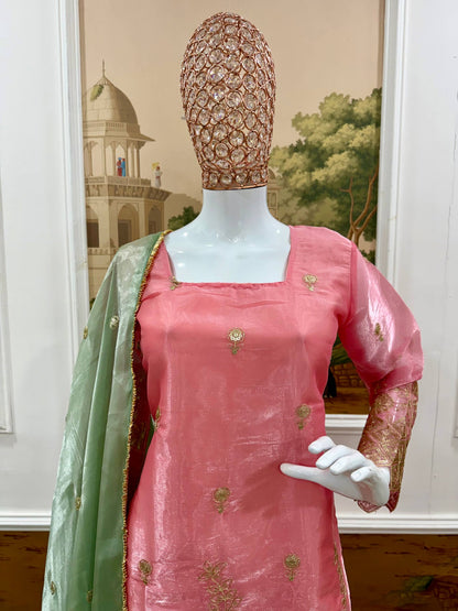 3 PIECES KURTI, PLAZZO & DUPATTA WITH EMBROIDERY WORK WHOLESALE GEELAN FASHION SURAT