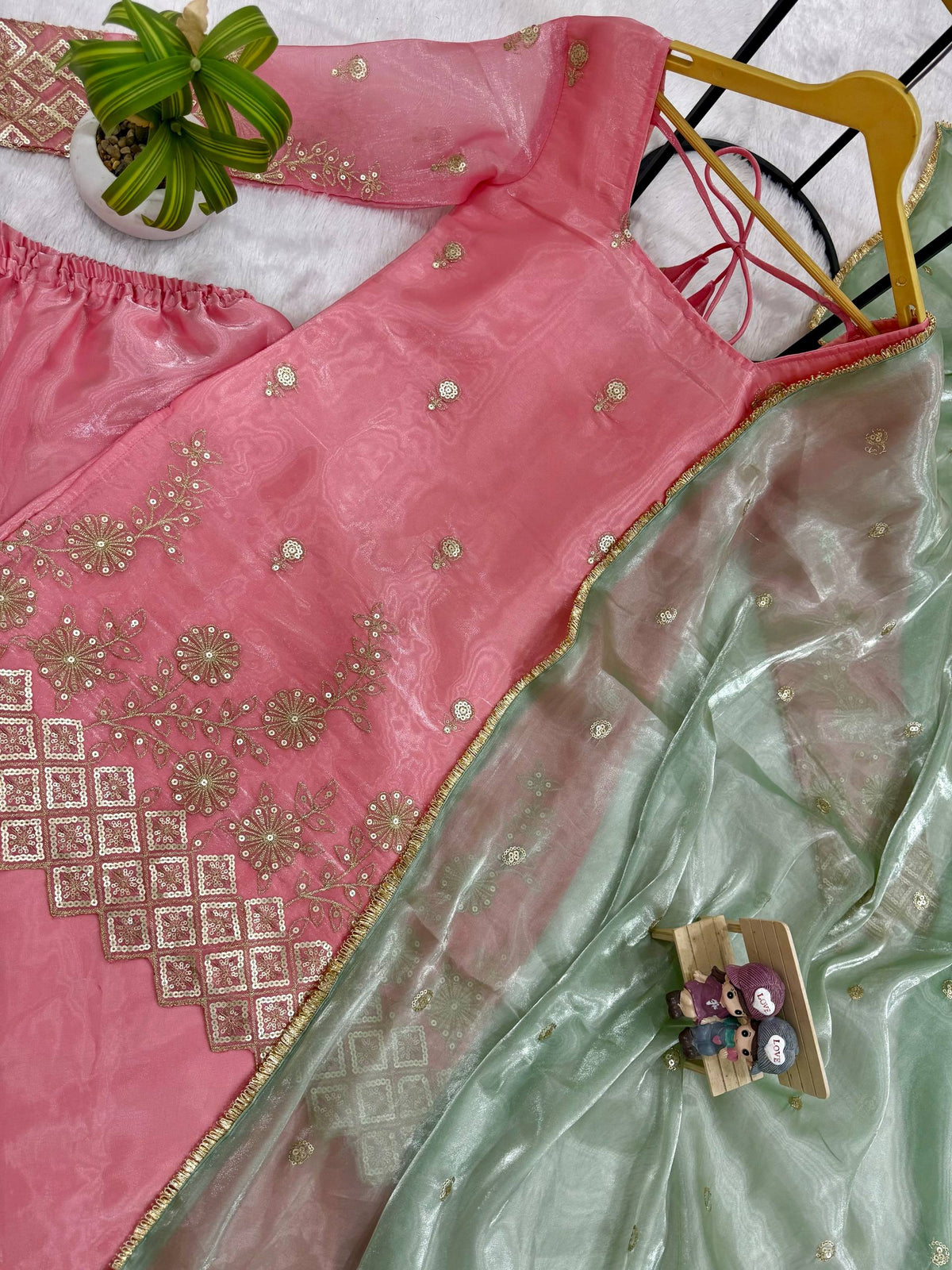 3 PIECES KURTI, PLAZZO & DUPATTA WITH EMBROIDERY WORK WHOLESALE GEELAN FASHION SURAT