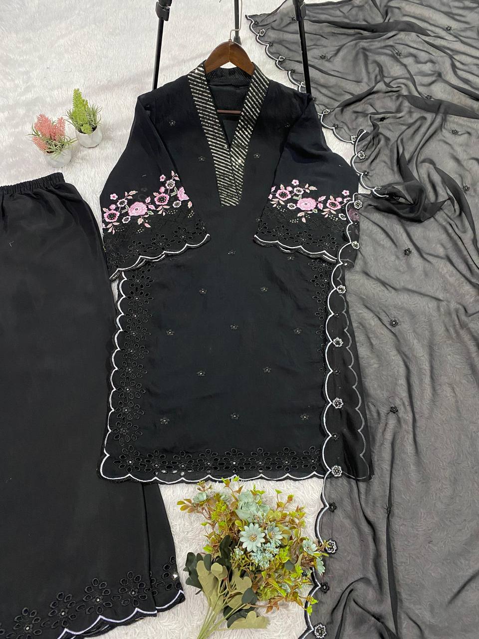 EID 🌙 WEAR OUR SEQUENCE EMBROIDERY WORKED TOP, PANT WITH DUPATTA WHOLESALE GEELAN FASHION SURAT