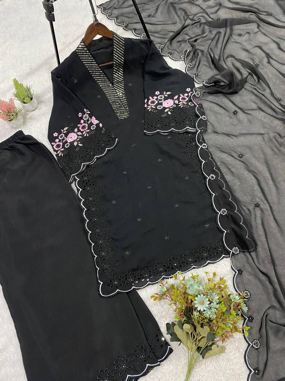 EID 🌙 WEAR OUR SEQUENCE EMBROIDERY WORKED TOP, PANT WITH DUPATTA WHOLESALE GEELAN FASHION SURAT
