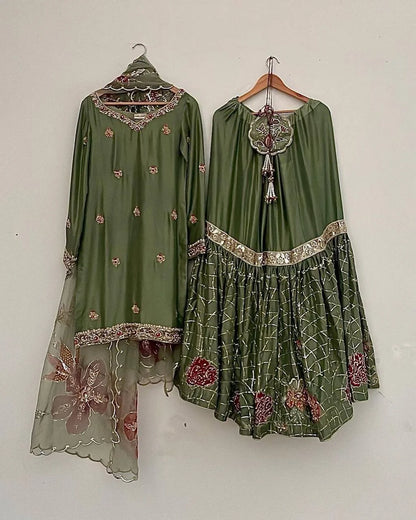 PARTY WEAR CHINON SHARARA SHALWAR SUIT WHOLESALE