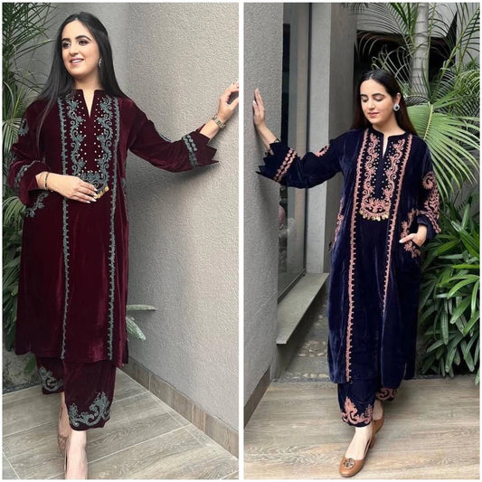 NEW WINTER VELVET READYMADE PARTY WEAR COLLECTION WHOLESALE RATE SURAT