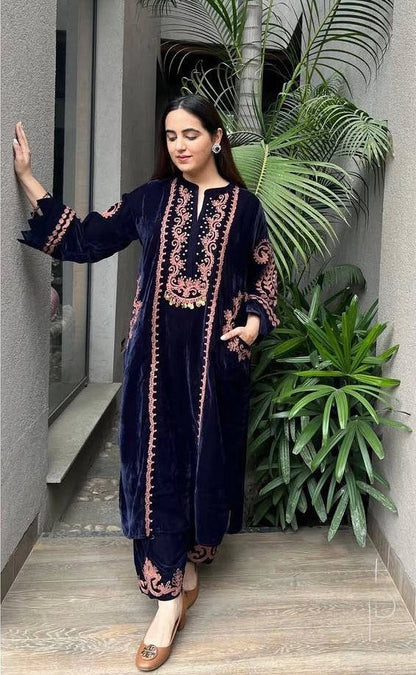 NEW WINTER VELVET READYMADE PARTY WEAR COLLECTION WHOLESALE RATE SURAT