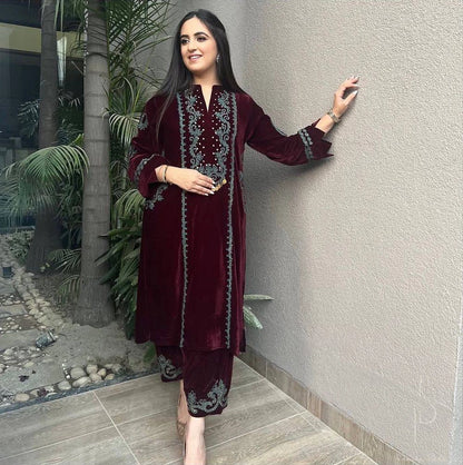 NEW WINTER VELVET READYMADE PARTY WEAR COLLECTION WHOLESALE RATE SURAT