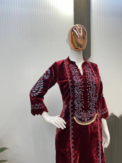 NEW WINTER VELVET READYMADE PARTY WEAR COLLECTION WHOLESALE RATE SURAT