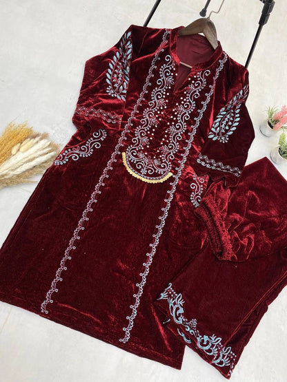 NEW WINTER VELVET READYMADE PARTY WEAR COLLECTION WHOLESALE RATE SURAT