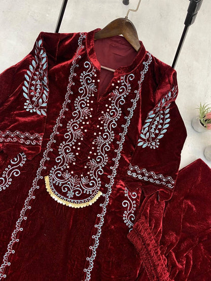 NEW WINTER VELVET READYMADE PARTY WEAR COLLECTION WHOLESALE RATE SURAT