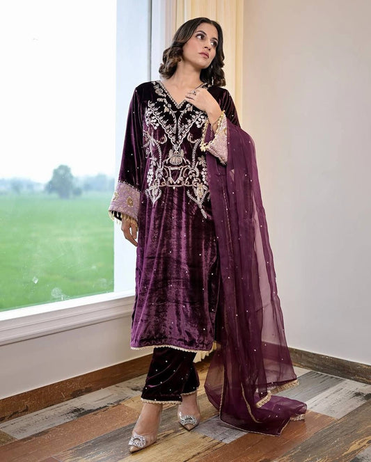 VELVET PARTY WEAR RAEADYMADE COLLECTION AT WHOLESALE PRICE SUARAT
