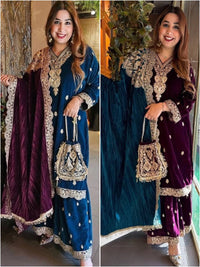 PARTY WEAR VELVET COLLECTION WHOLESALE RATE GEELAN FASHION SURAT