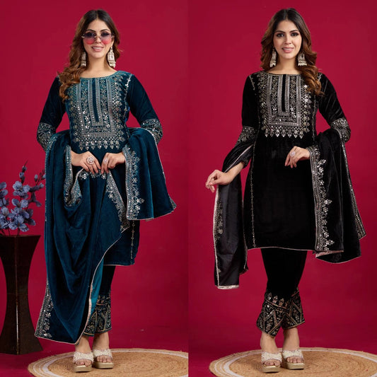 VELVET PARTY WEAR NEW COLLECTION WHOLESALE RATE AT GEELAN FASHION SURAT