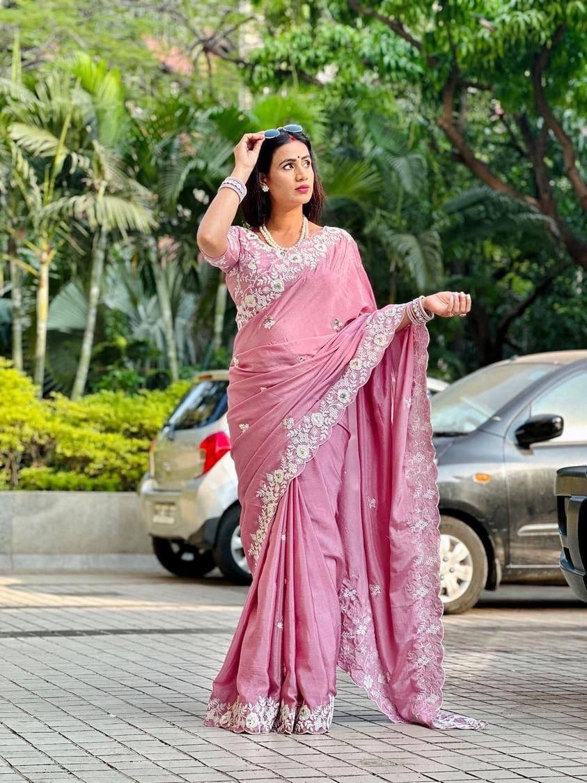 PARTY WEAR SAREE CHINON SILK SAREE BEST RATE