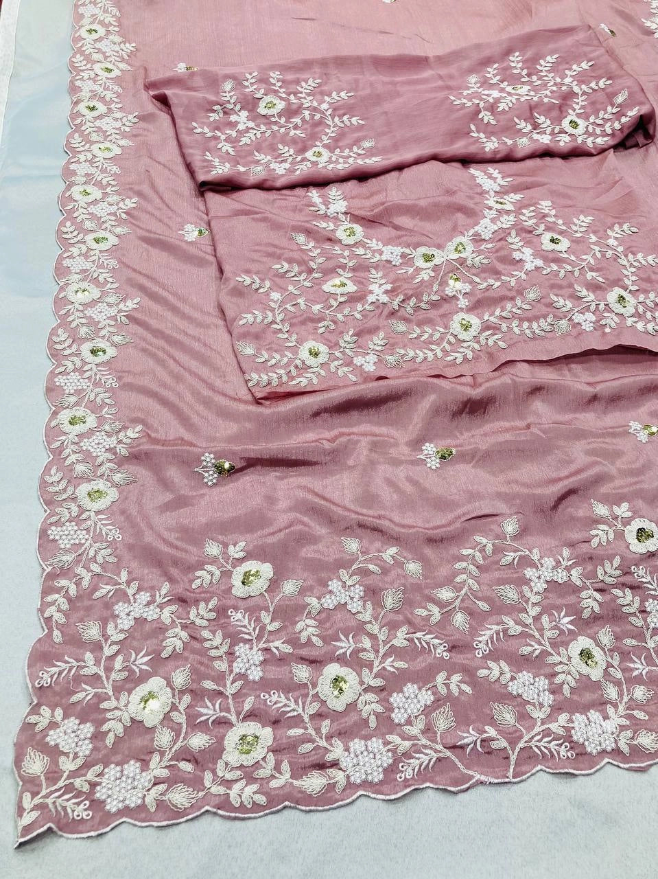 PARTY WEAR SAREE CHINON SILK SAREE BEST RATE