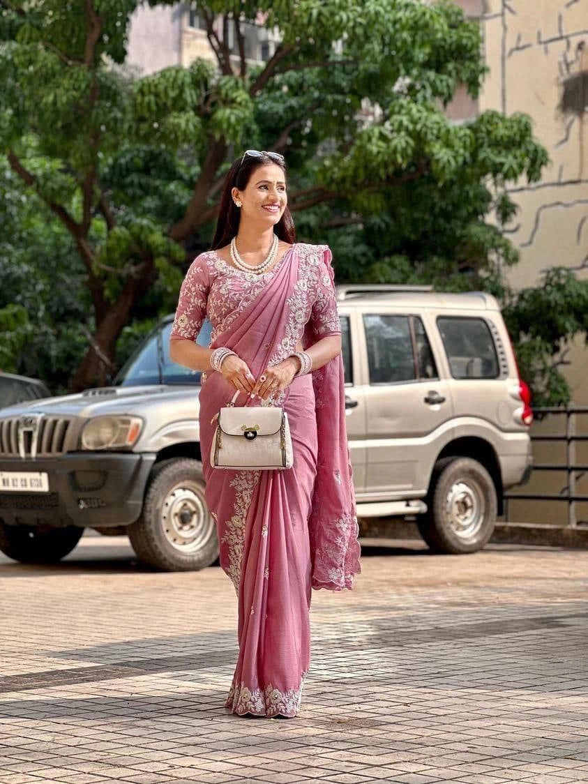 PARTY WEAR SAREE CHINON SILK SAREE BEST RATE