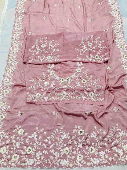 PARTY WEAR SAREE CHINON SILK SAREE BEST RATE