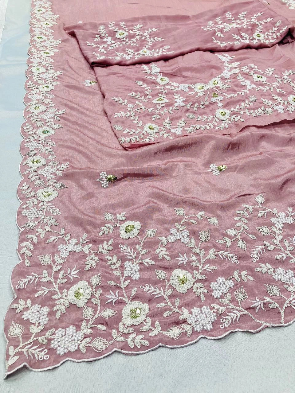 PARTY WEAR SAREE CHINON SILK SAREE BEST RATE