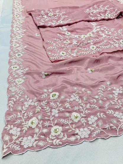PARTY WEAR SAREE CHINON SILK SAREE BEST RATE