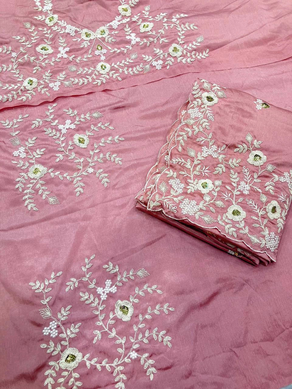 PARTY WEAR SAREE CHINON SILK SAREE BEST RATE