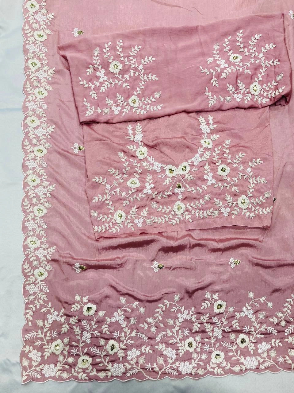 PARTY WEAR SAREE CHINON SILK SAREE BEST RATE