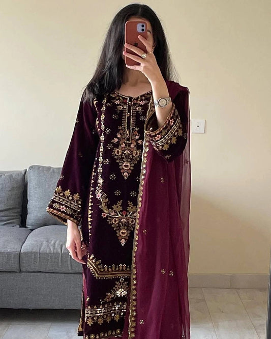 VELVET WINTER COLLECTION READYMADE SHALWAR SUIT WHOLESALE