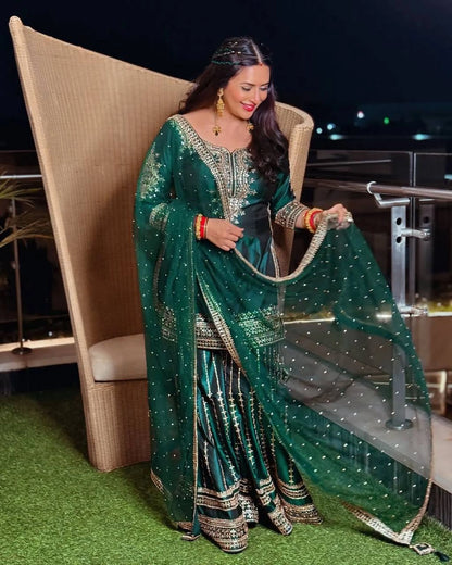 NEW PARTY WEAR CHINNON SILK SHALWAR SUIT WHOLESALE RATE AT GEELAN FASHION SURAT