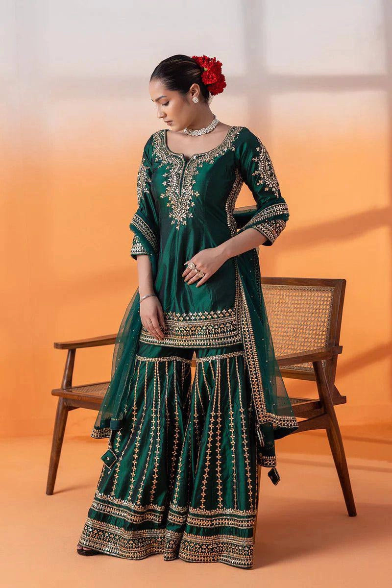 NEW PARTY WEAR CHINNON SILK SHALWAR SUIT WHOLESALE RATE AT GEELAN FASHION SURAT