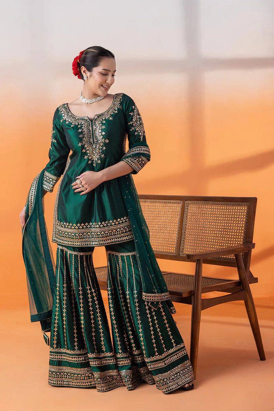 NEW PARTY WEAR CHINNON SILK SHALWAR SUIT WHOLESALE RATE AT GEELAN FASHION SURAT