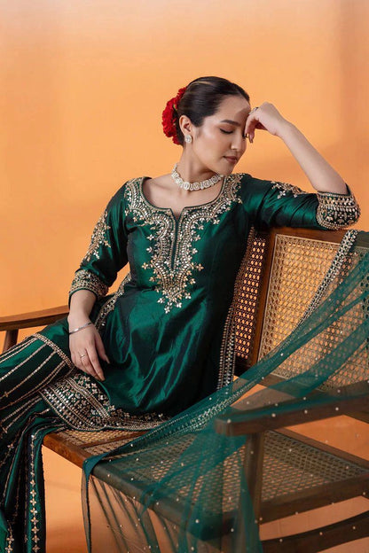 NEW PARTY WEAR CHINNON SILK SHALWAR SUIT WHOLESALE RATE AT GEELAN FASHION SURAT