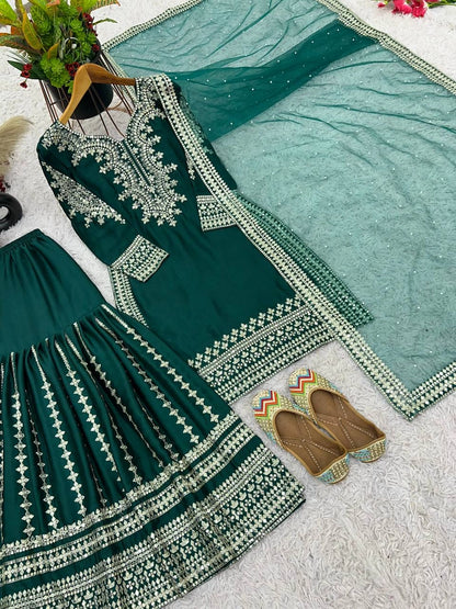 NEW PARTY WEAR CHINNON SILK SHALWAR SUIT WHOLESALE RATE AT GEELAN FASHION SURAT