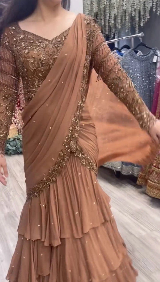 LEHENGA STYLE SAREE WEDDING LEHENGA SAREE GEORGETTE LEHENGA SAREE