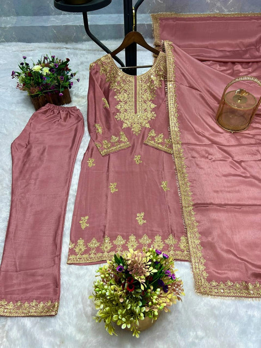 READY TO WEAR COLLECTION WITH EMBROIDERY WORK CHINON SILK COLLECTION