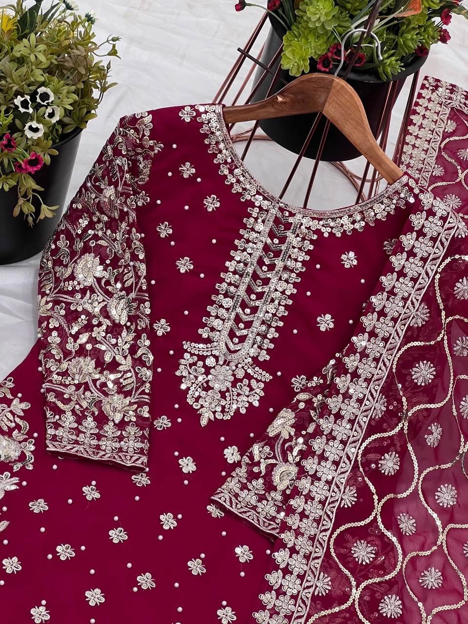 DESIGNER EMBROIDERED GEORGETTE PAKISTANI DRESS – WEDDING – PARTY WEAR OUTFIT